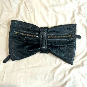 Leather Black Bow Clutch